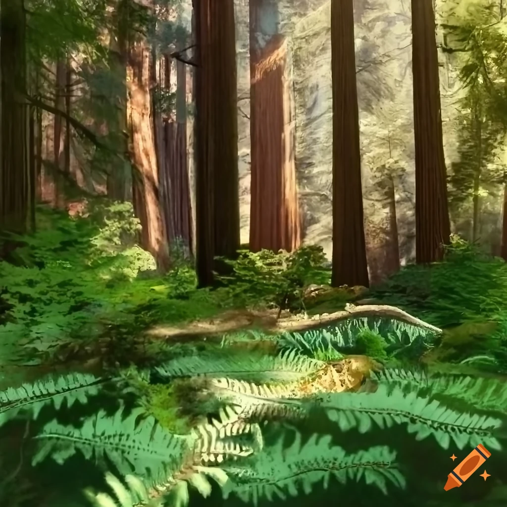Styracosaurus pair in a sunlit forest clearing with fallen trees and fern undergrowth