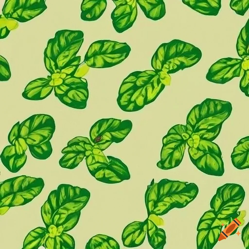 Basil drawn in colored pencil