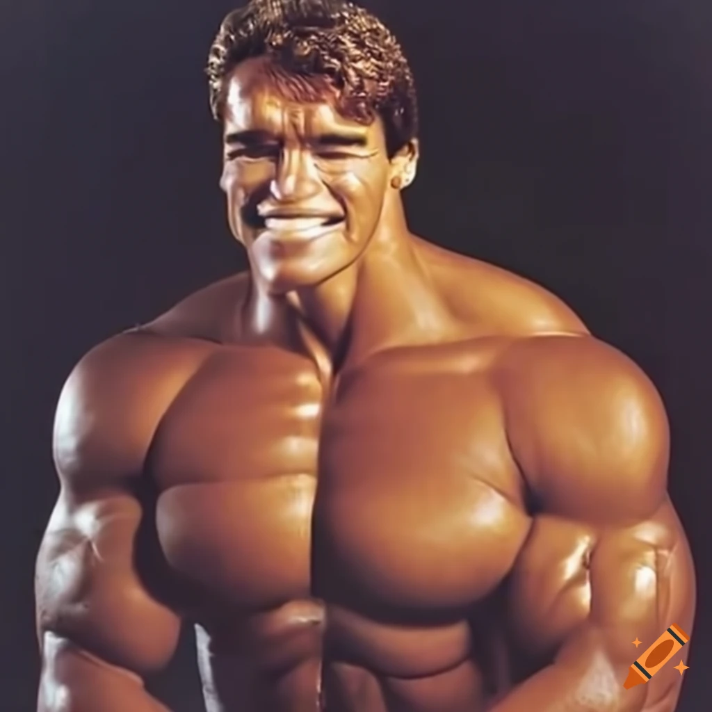Arnold Schwarzenegger transforms into a Teletubby