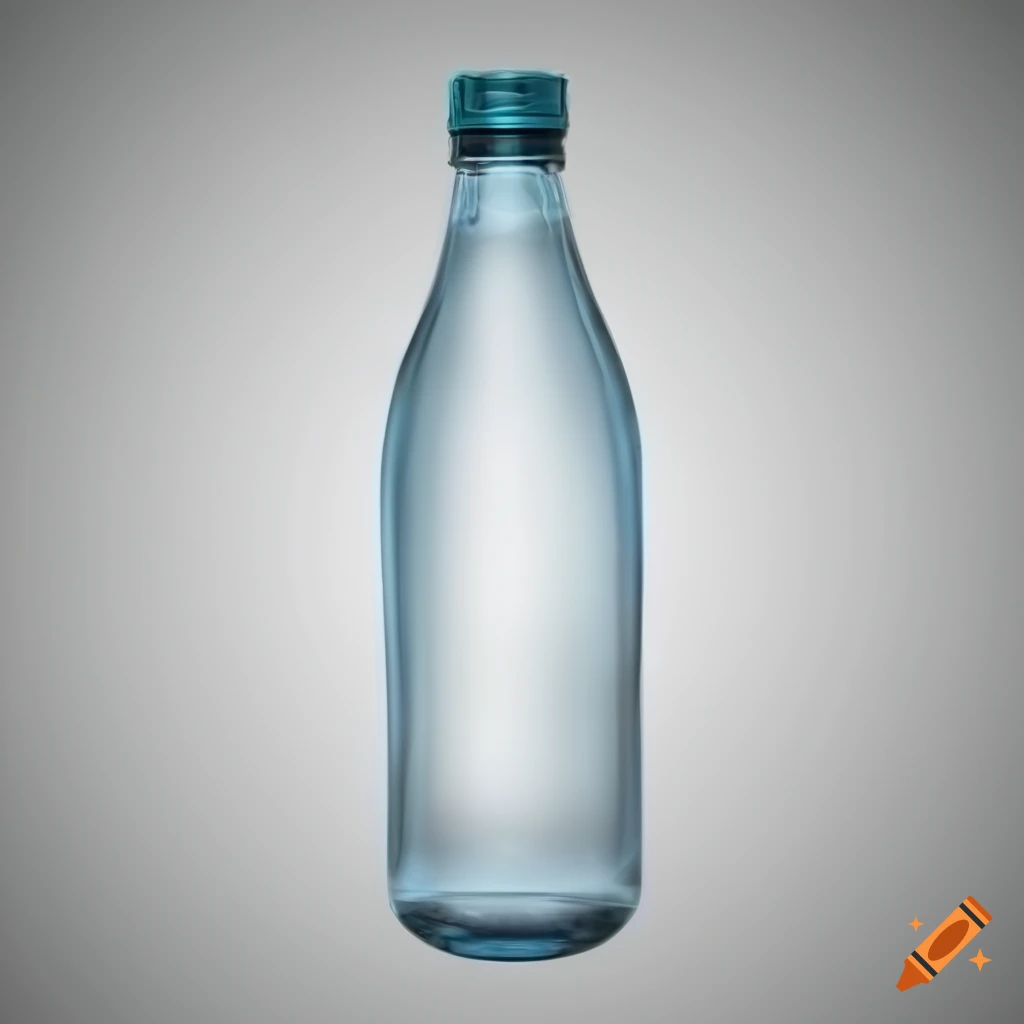 Realistic glass water bottle in PNG format