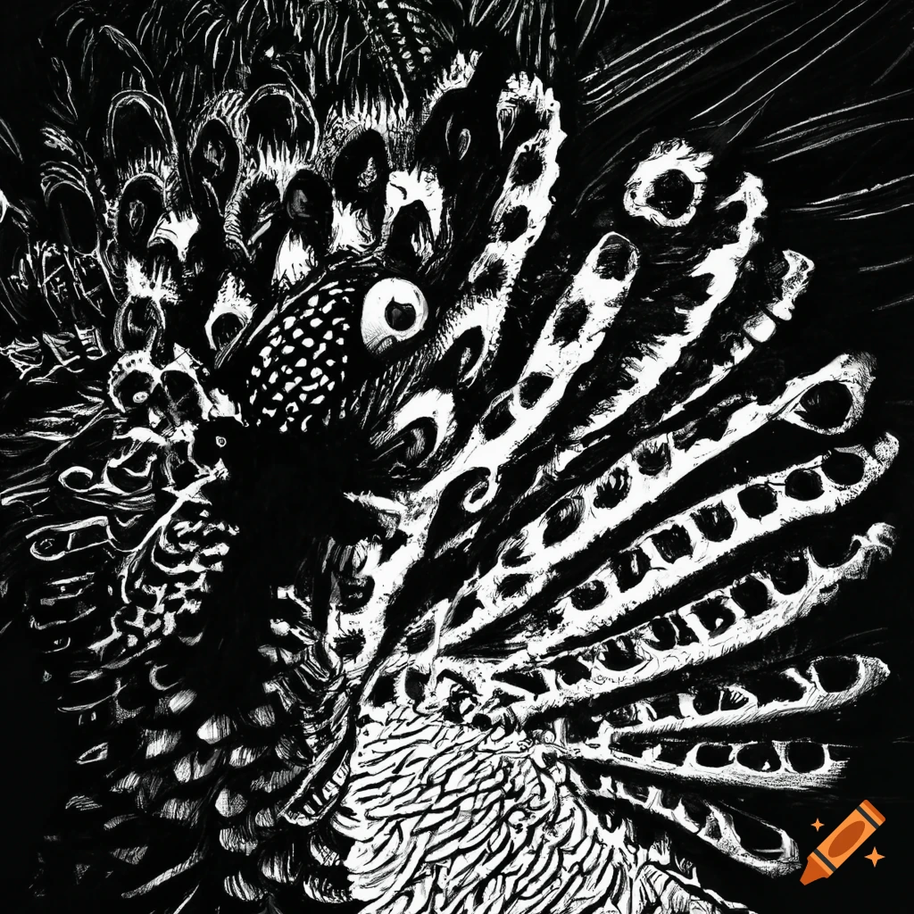Black and white drawing of Rio Claro de Pavones in Costa Rica
