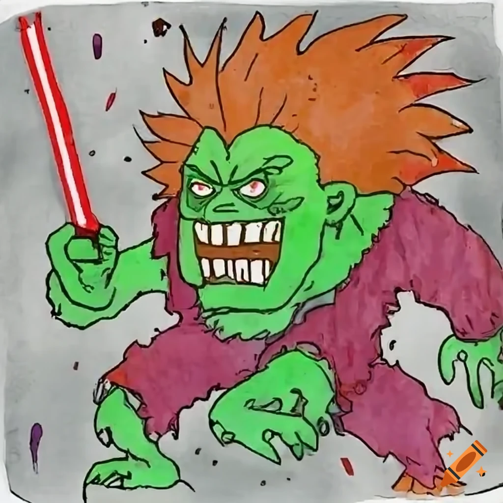 Cartoon character performing electric attack on aliens in cosmic cartoon dream war