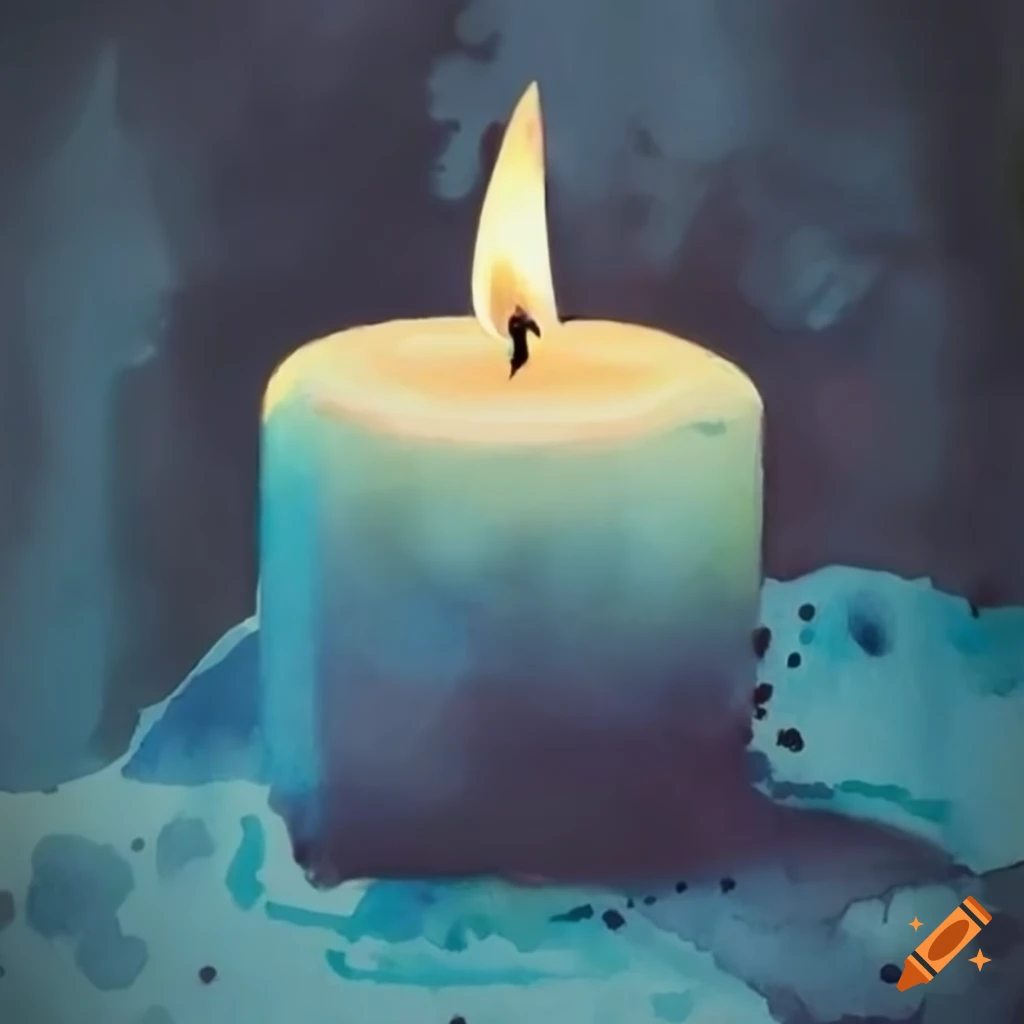 Candle in watercolor style