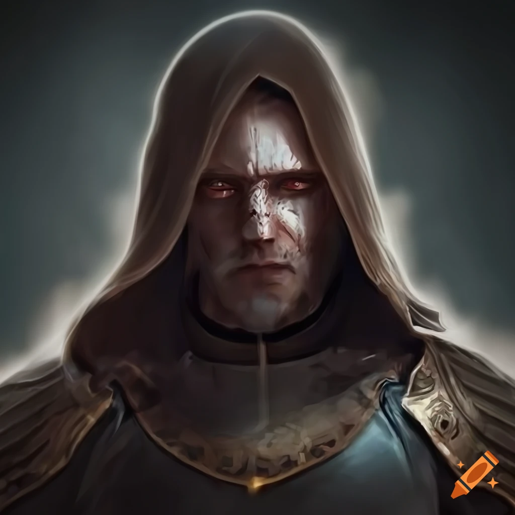 Male wizard in runed armor with silver-streaked hair