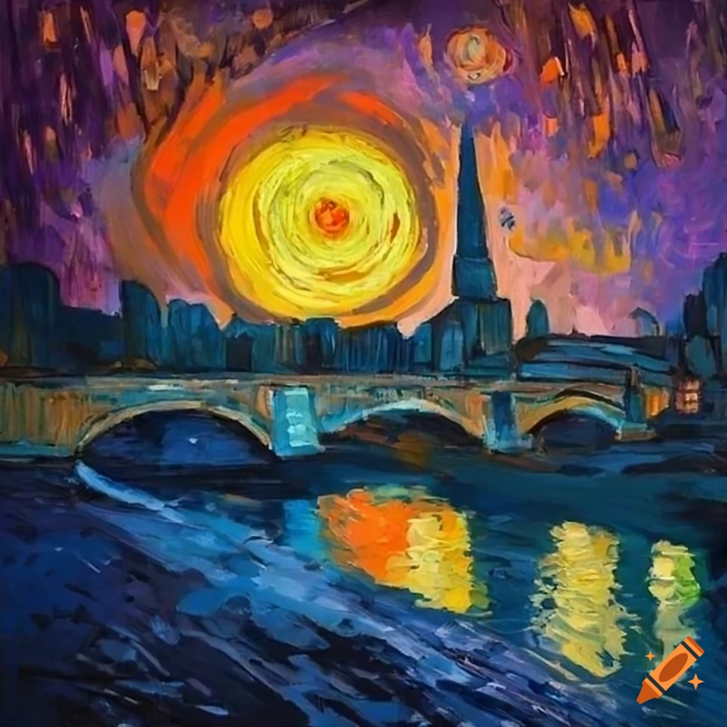 Lahn Bridge painting inspired by Van Gogh in vibrant style with expressive brushstrokes