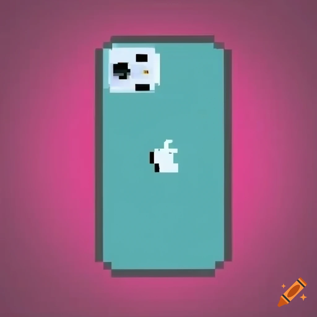 Pixelated and blurred iPhone 15 in retro 8-bit style