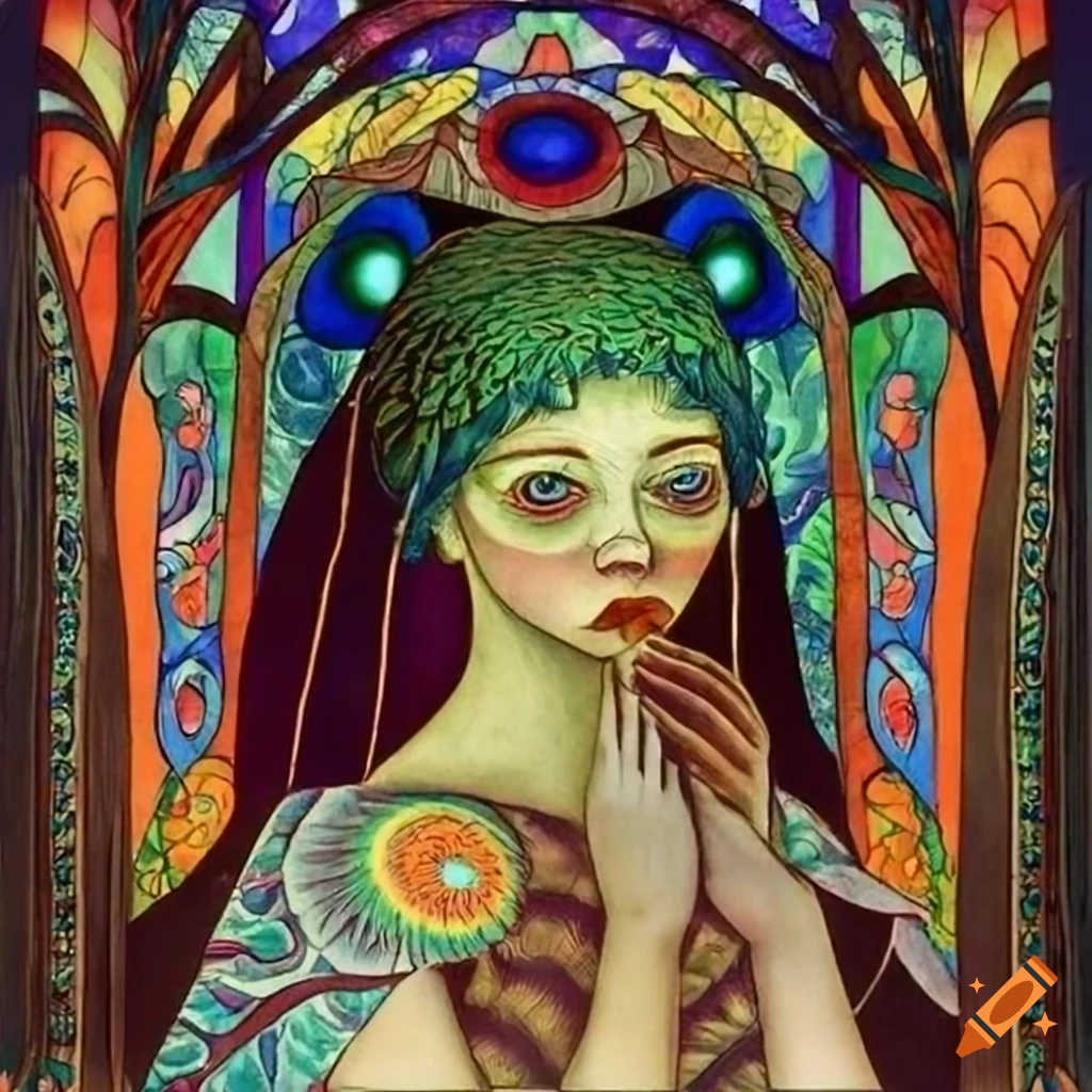 Mystical Curandera Raven and elegant Mother Goose in a storybook illustration