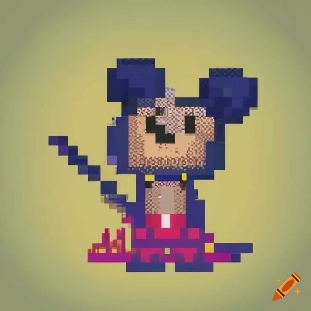 Pixelated image of Micky Maus in a retro 8-bit style