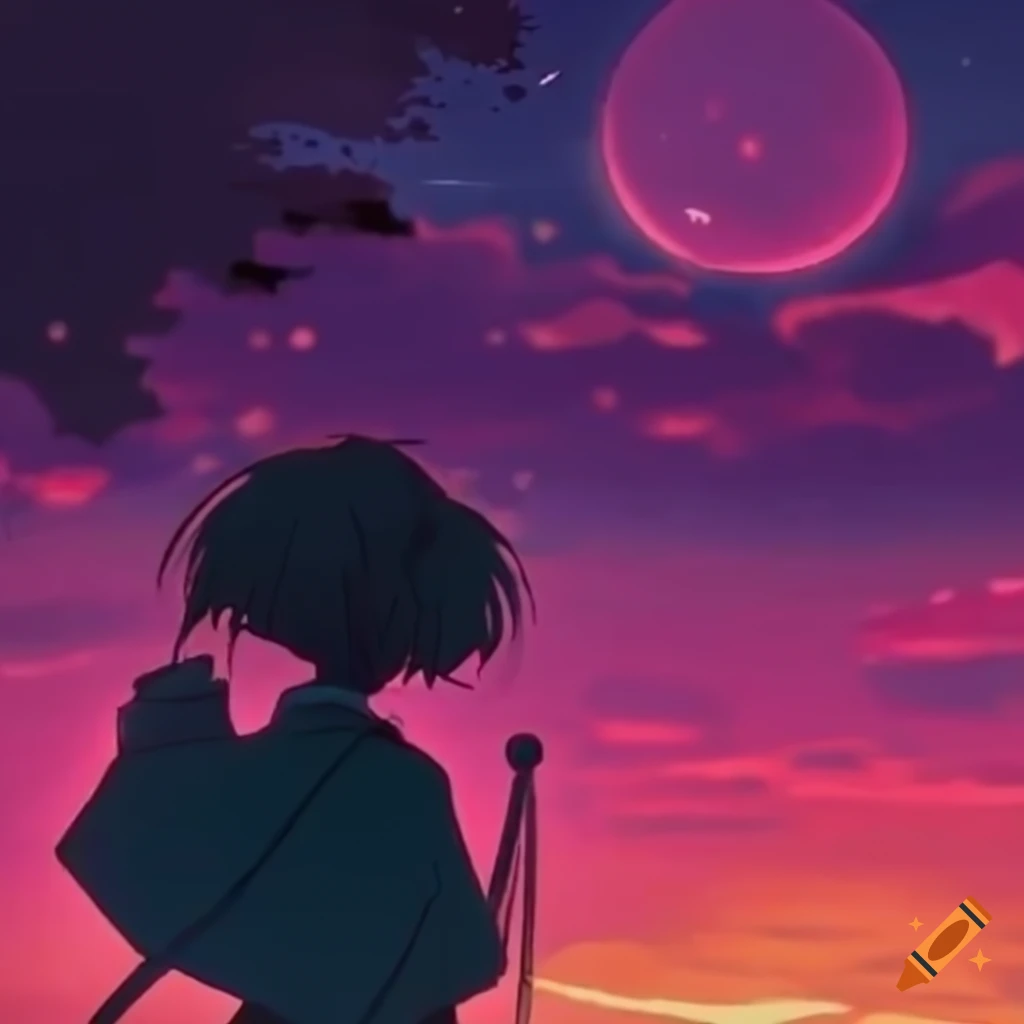 Peaceful nomad in a 90's anime world listening to lofi beats