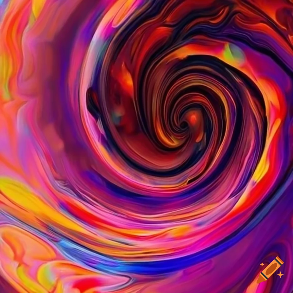 Intriguing artwork with swirling abstract patterns and vibrant flowers