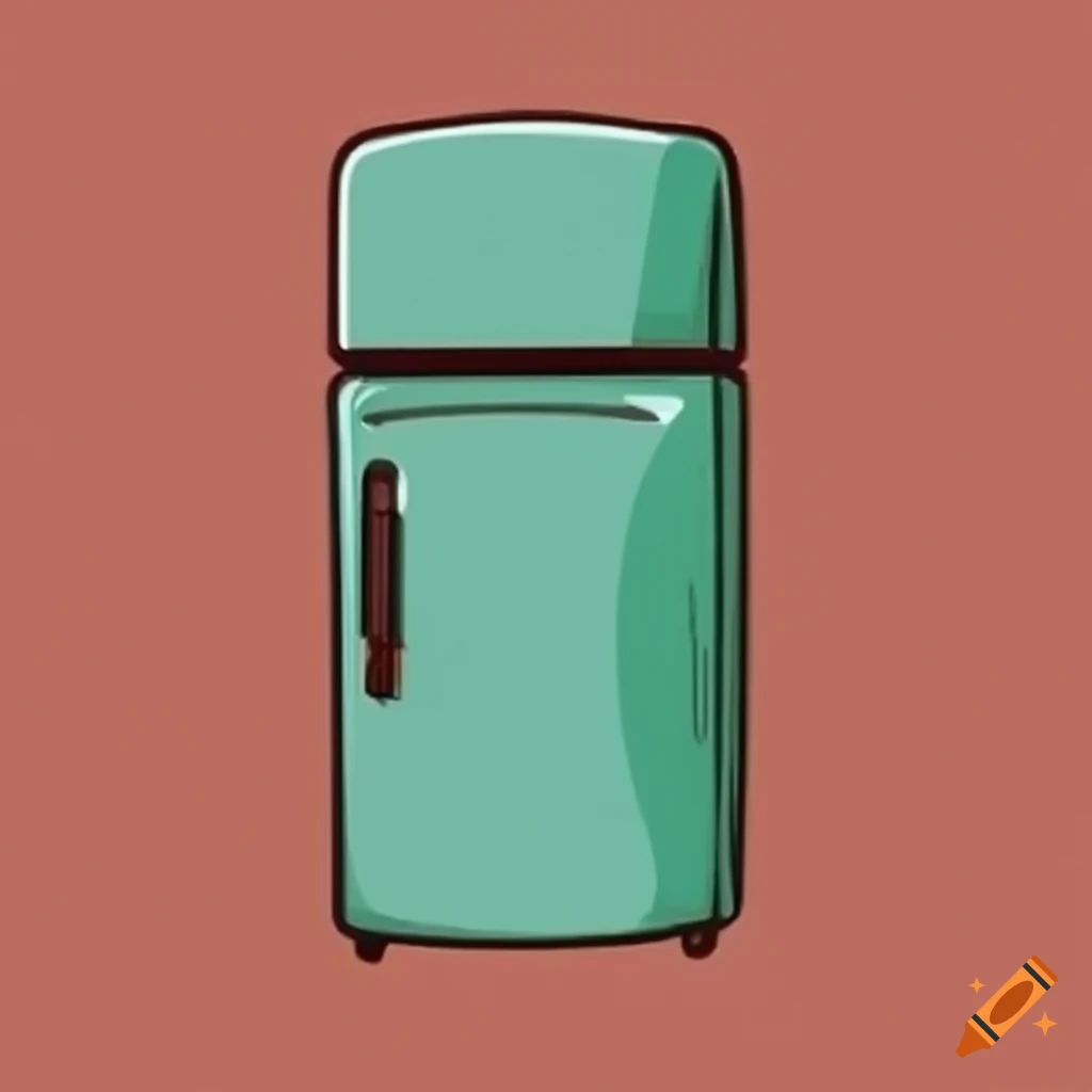 Nostalgic illustration of a vintage refrigerator in 70s style