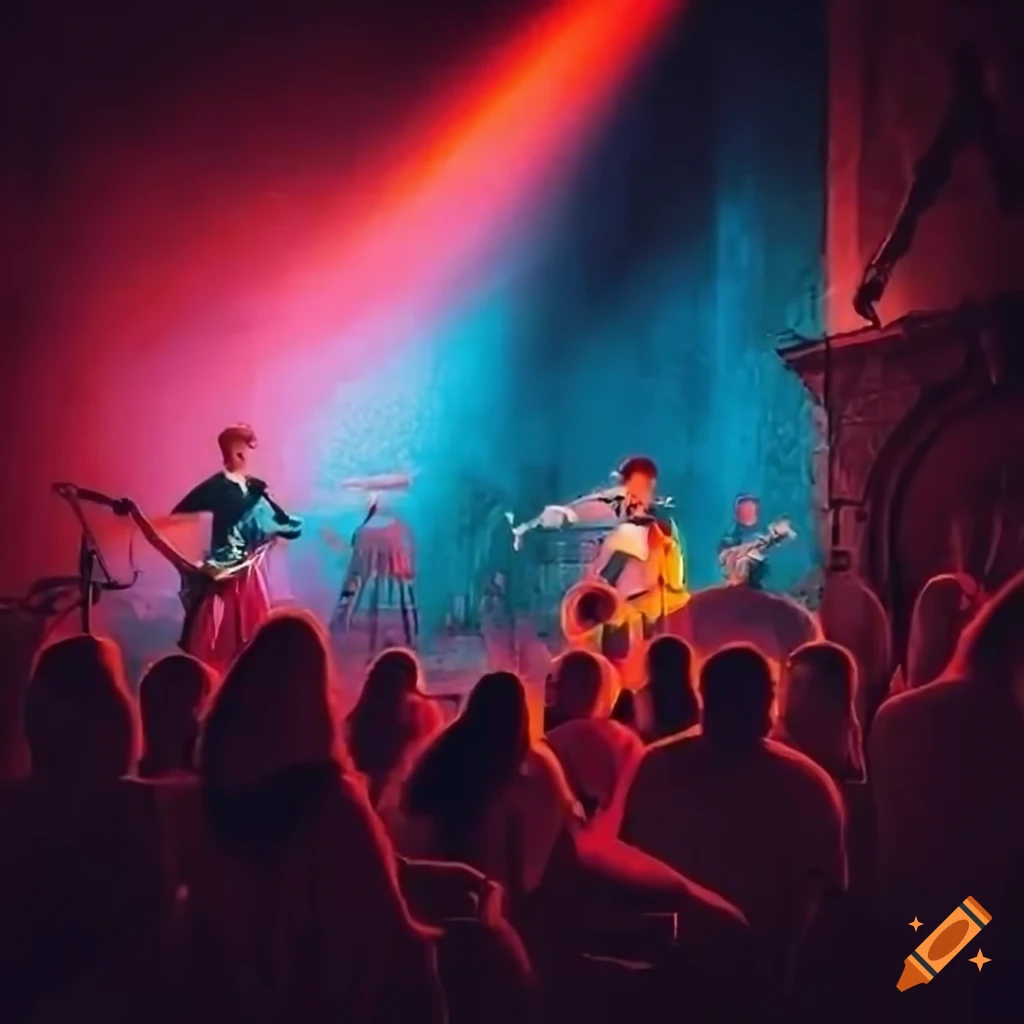 Musicians playing in an underground music venue