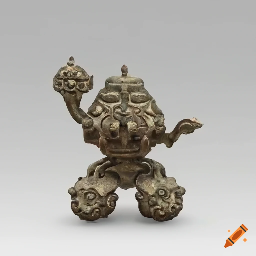 Xia dynasty ritual bronze art with mandelbrot robot kachina