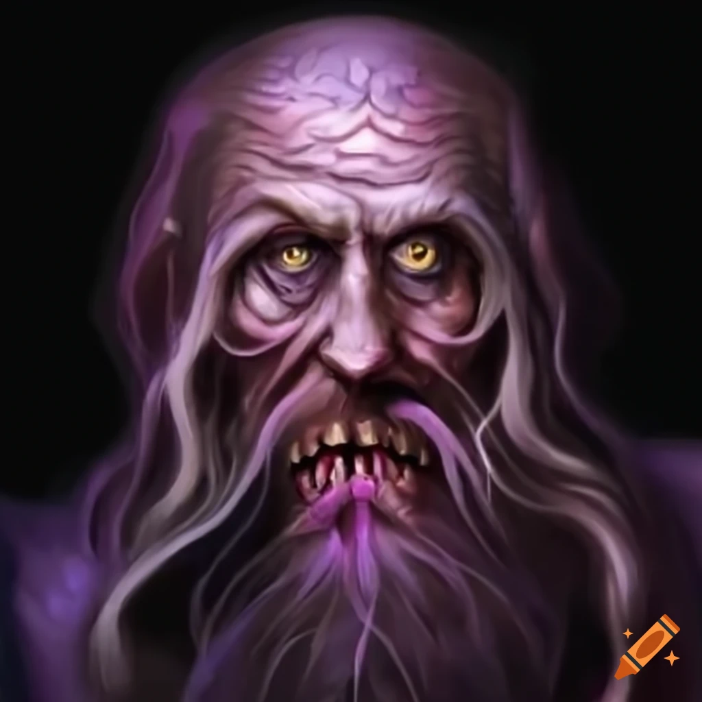 Mystical wizard with a wild and intense appearance
