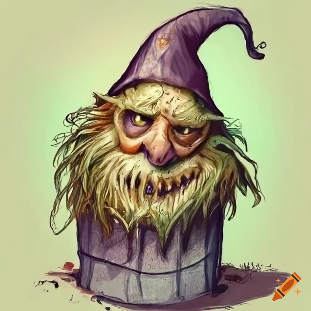 Detailed drawing of a wizard in a trash environment