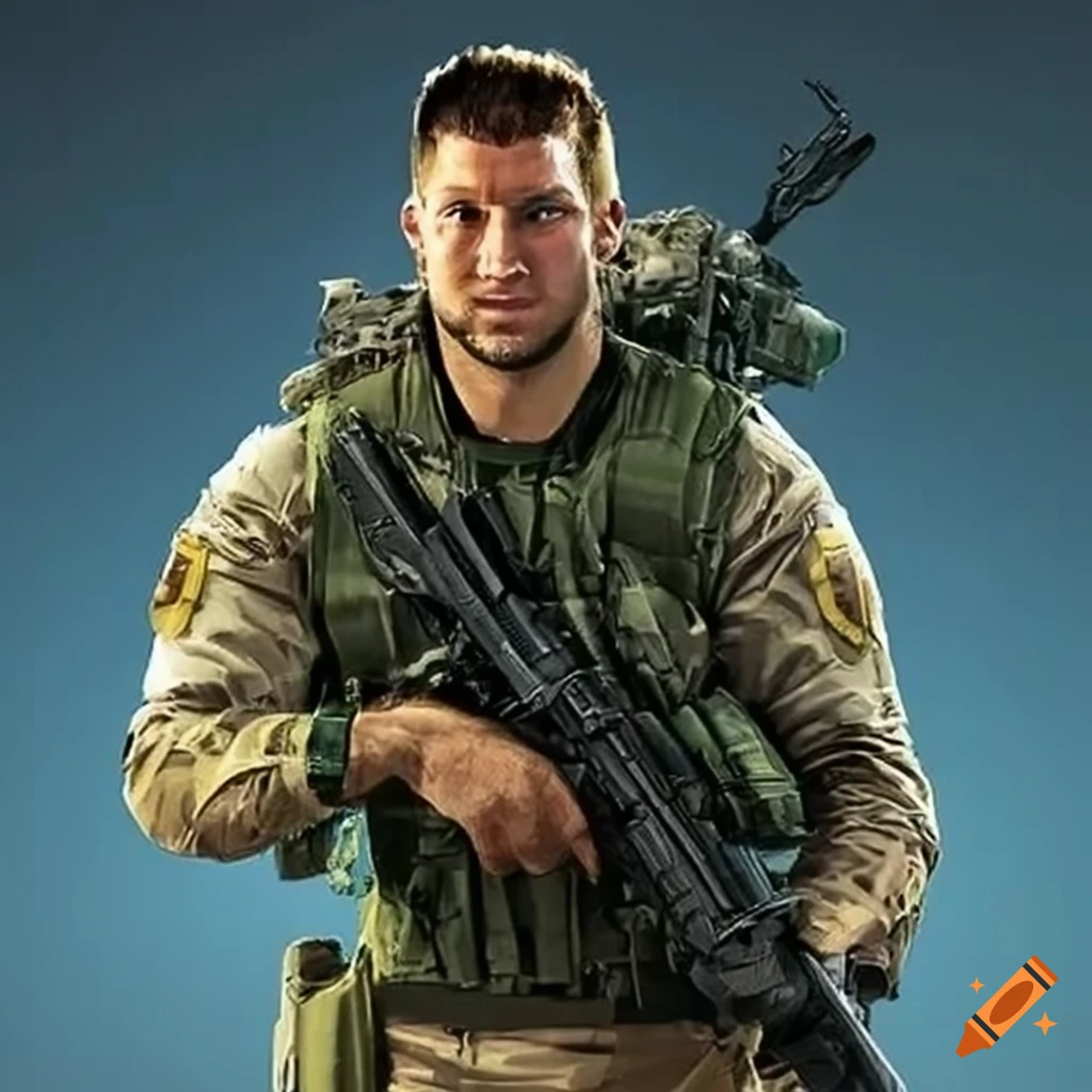 Tim Tebow portrayed as a soldier