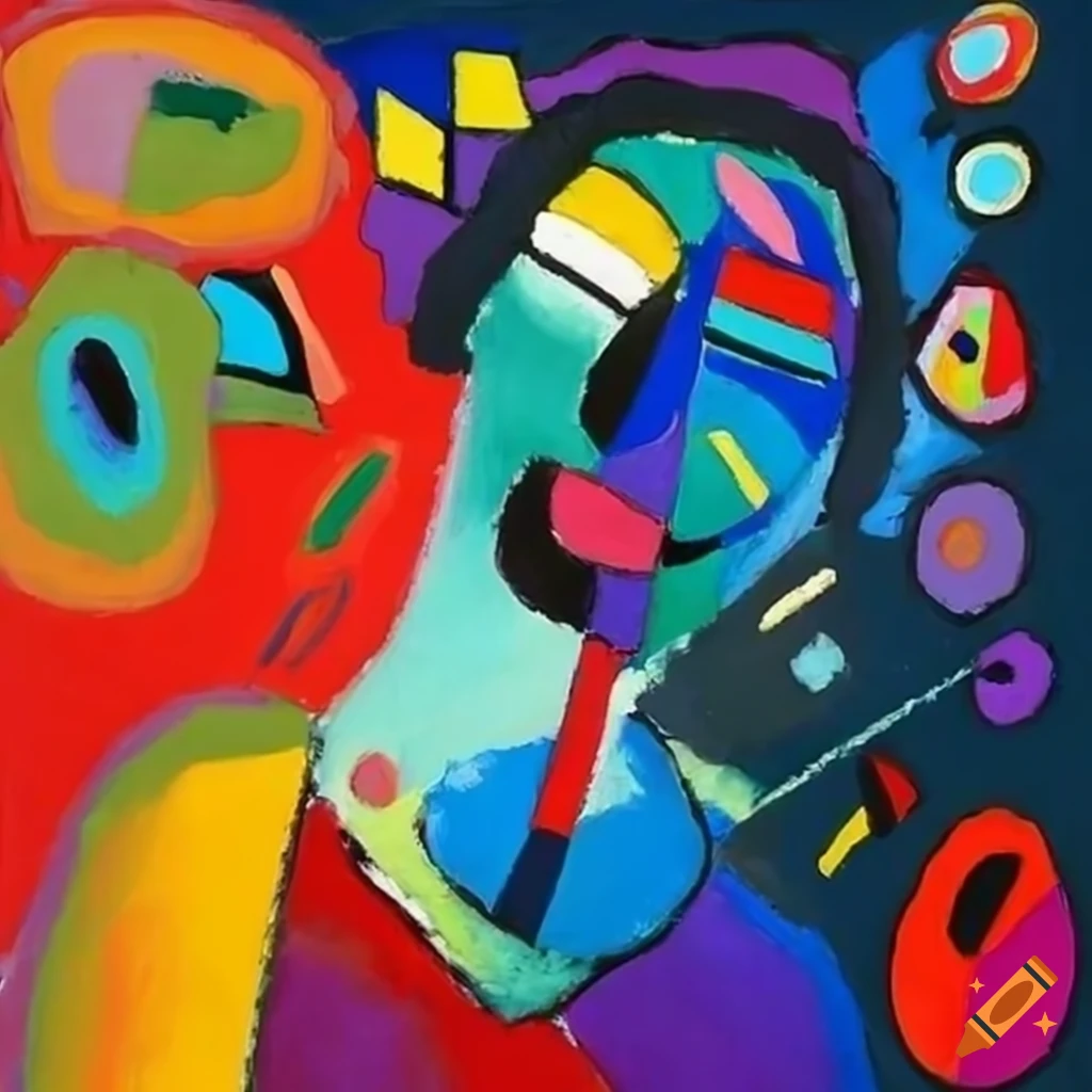 Colorful painting inspired by Wassily Kandinsky and Karel Appel