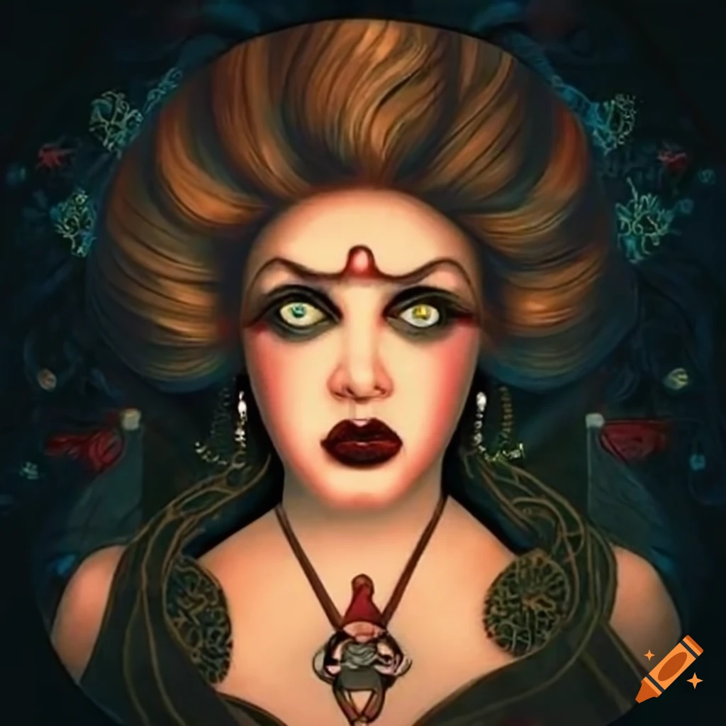Tarot card depicting lust in Russ Meyer style