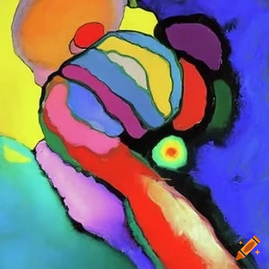 Colorful skiing painting by Kandinsky and Appel