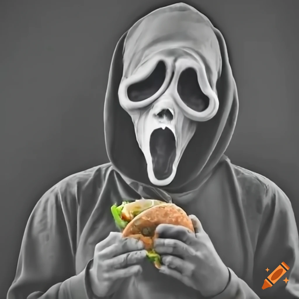Ghostface enjoying a taco