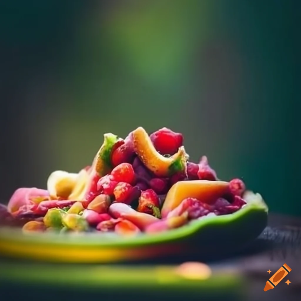 Summery and bright food plate in a natural setting
