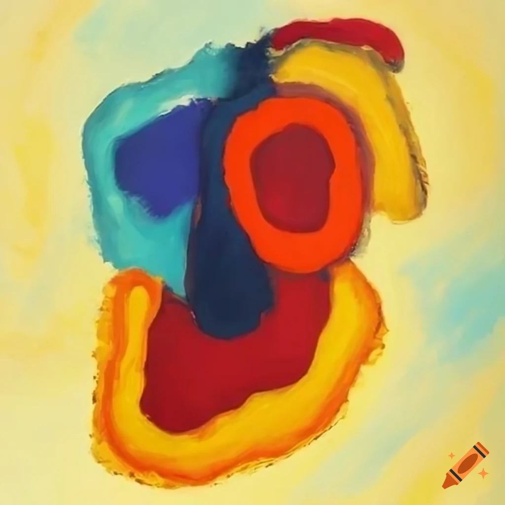 Colorful painting inspired by Kandinsky and Karel Appel depicting new job