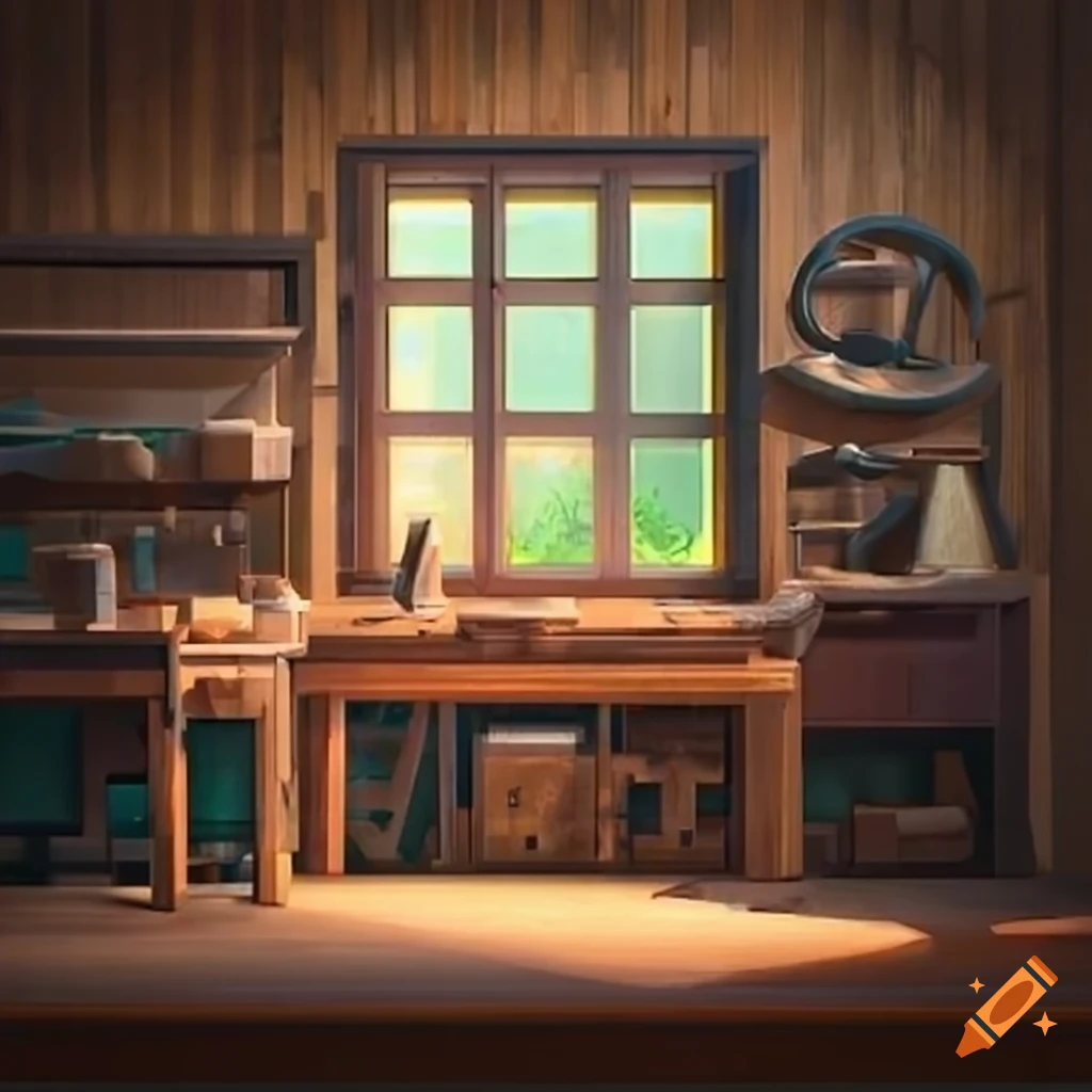 Carpenter's workshop with ample natural light and tools