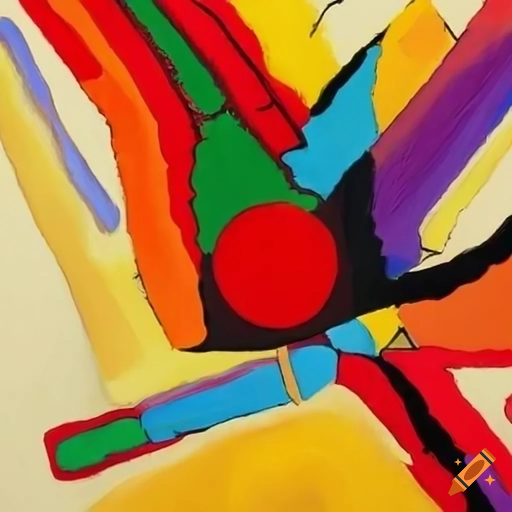 Colorful painting inspired by Kandinsky and Karel Appel depicting a new job