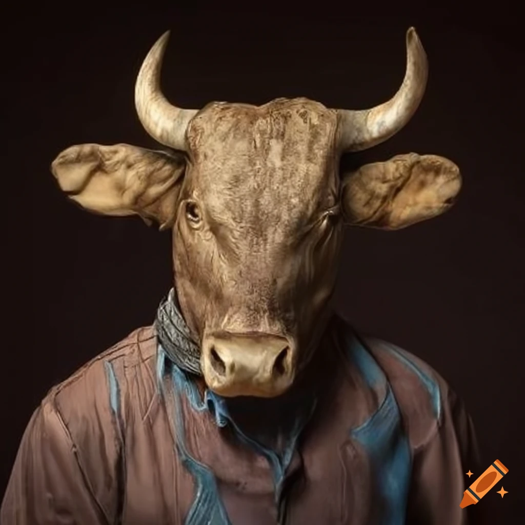 Cowboy with bull's head