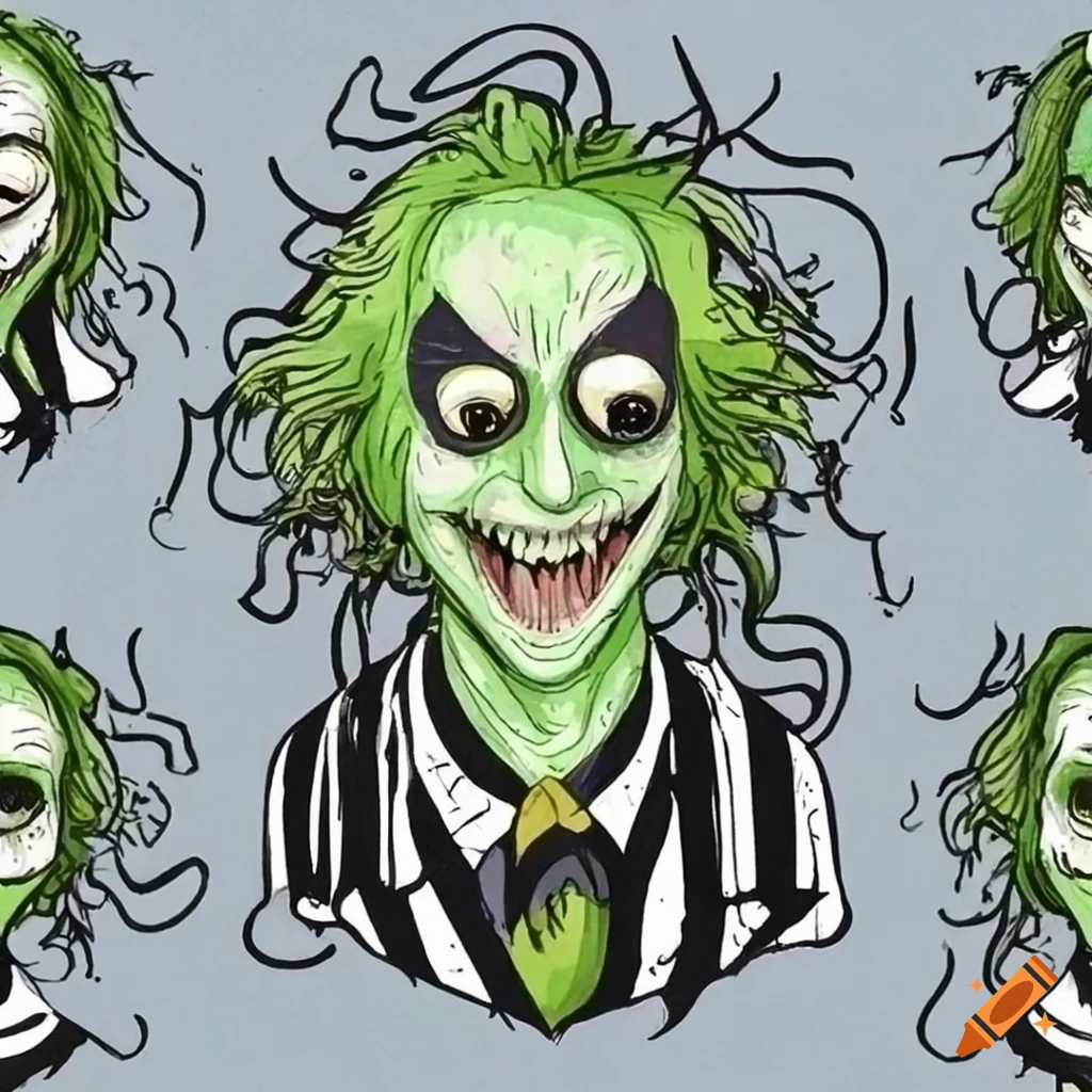 Beetlejuice smiling illustration for tattoo design