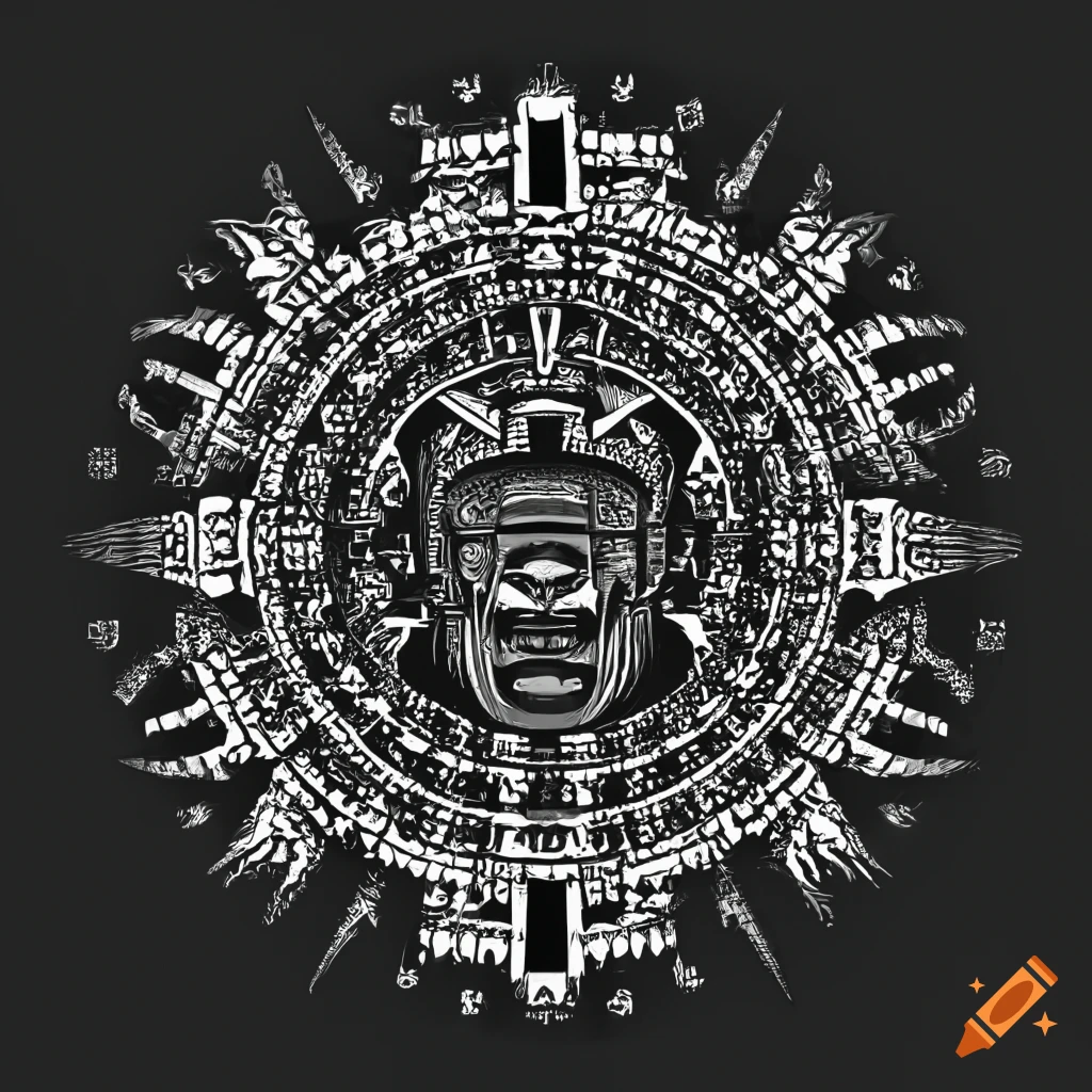 Black and white Aztec-themed laserable SVG background