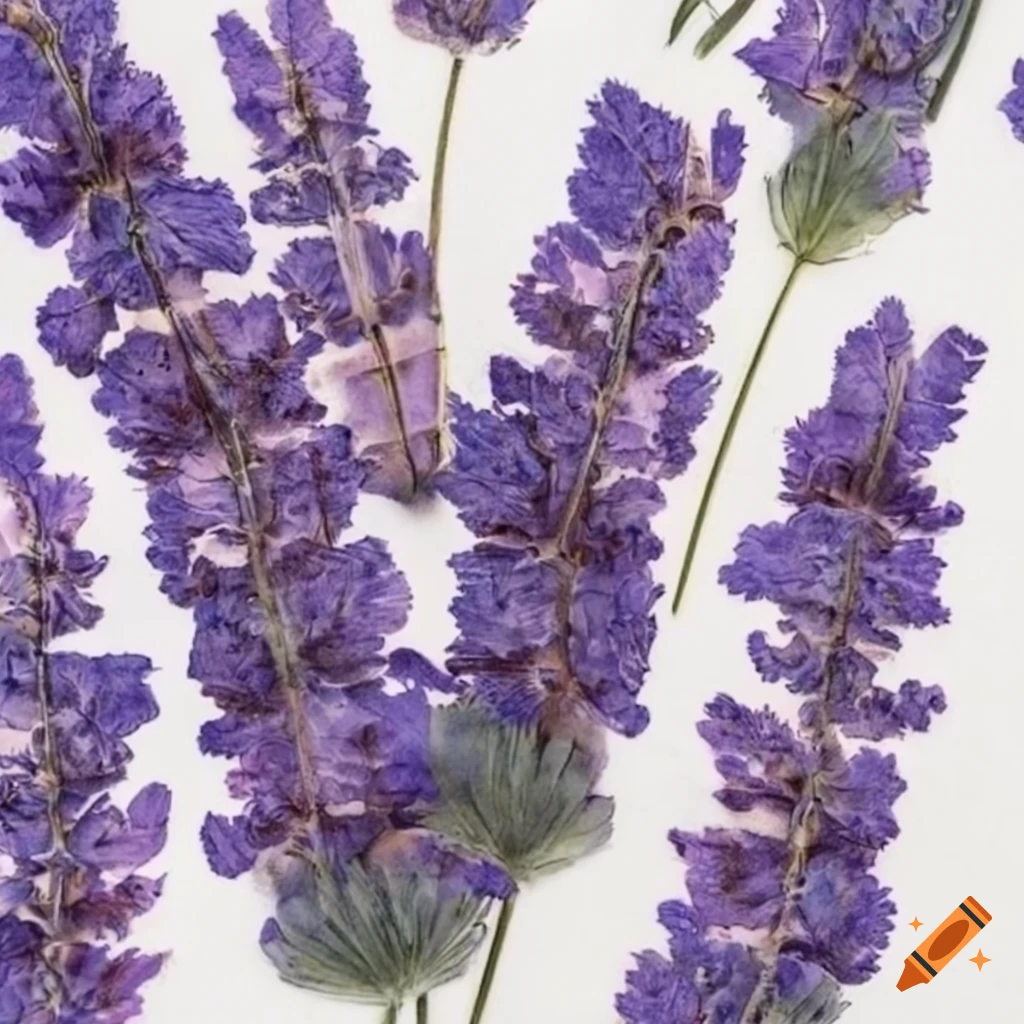 Pressed lavender on white background