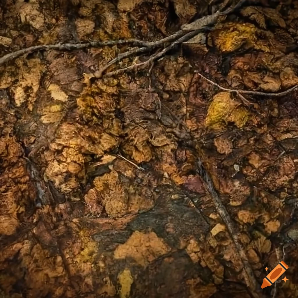 Close-up top-down view of forest floor