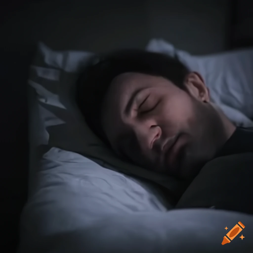 Man sleeping peacefully in bed at night
