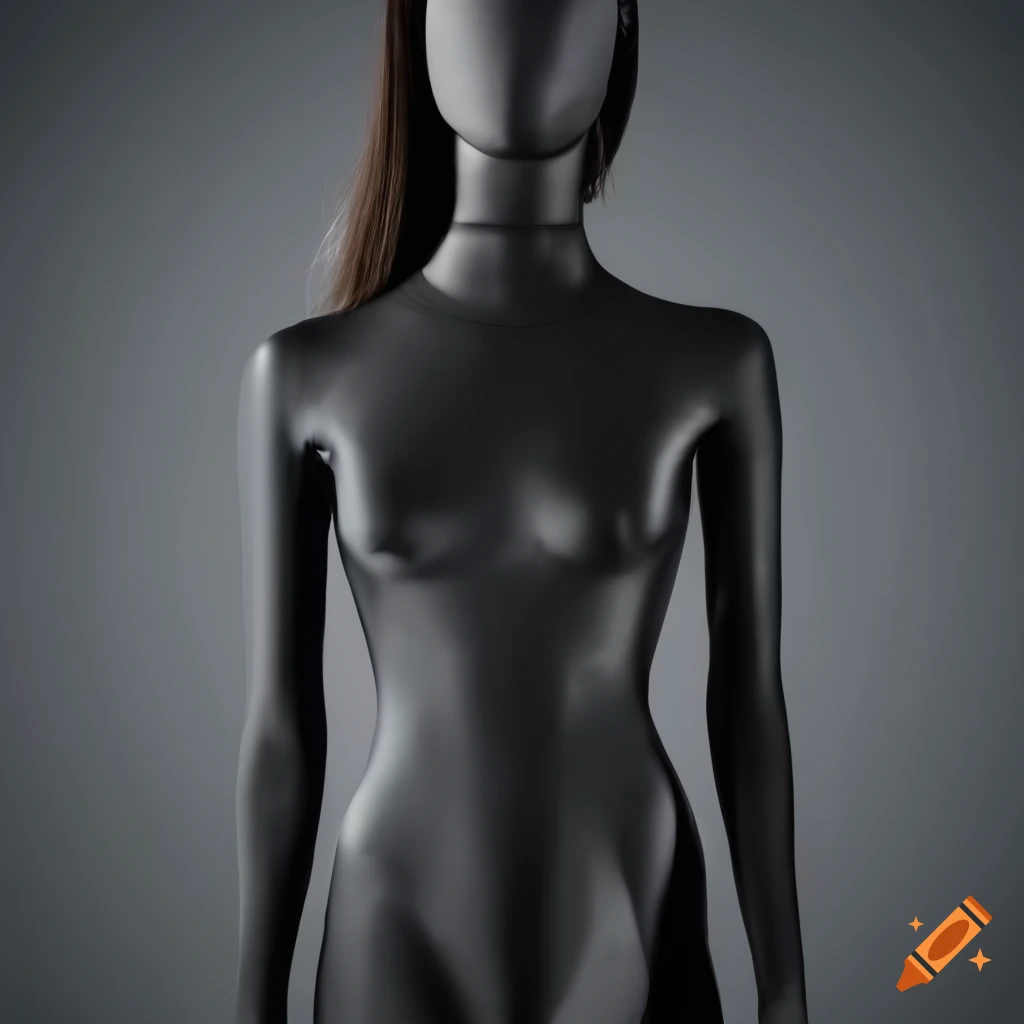 Black bodysuit with long sleeves and high neck on a mannequin