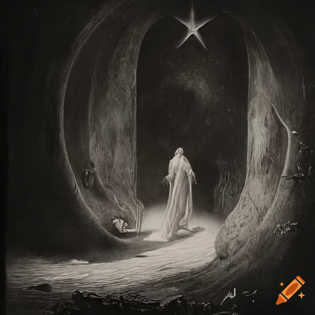 Surreal mezzotint of dreams in a sci-fi fantasy style