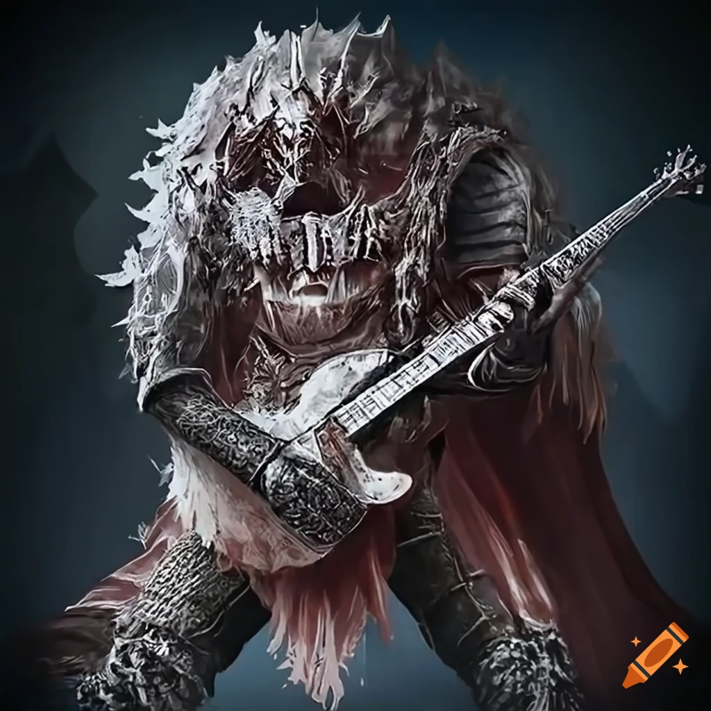 High Lord Wolnir from Dark Souls 3 as a Death Metal performer