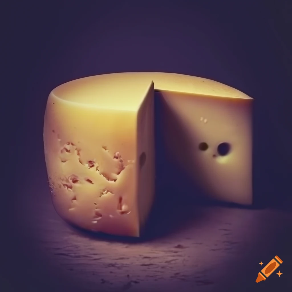 Wheel of cheese in vintage style photography