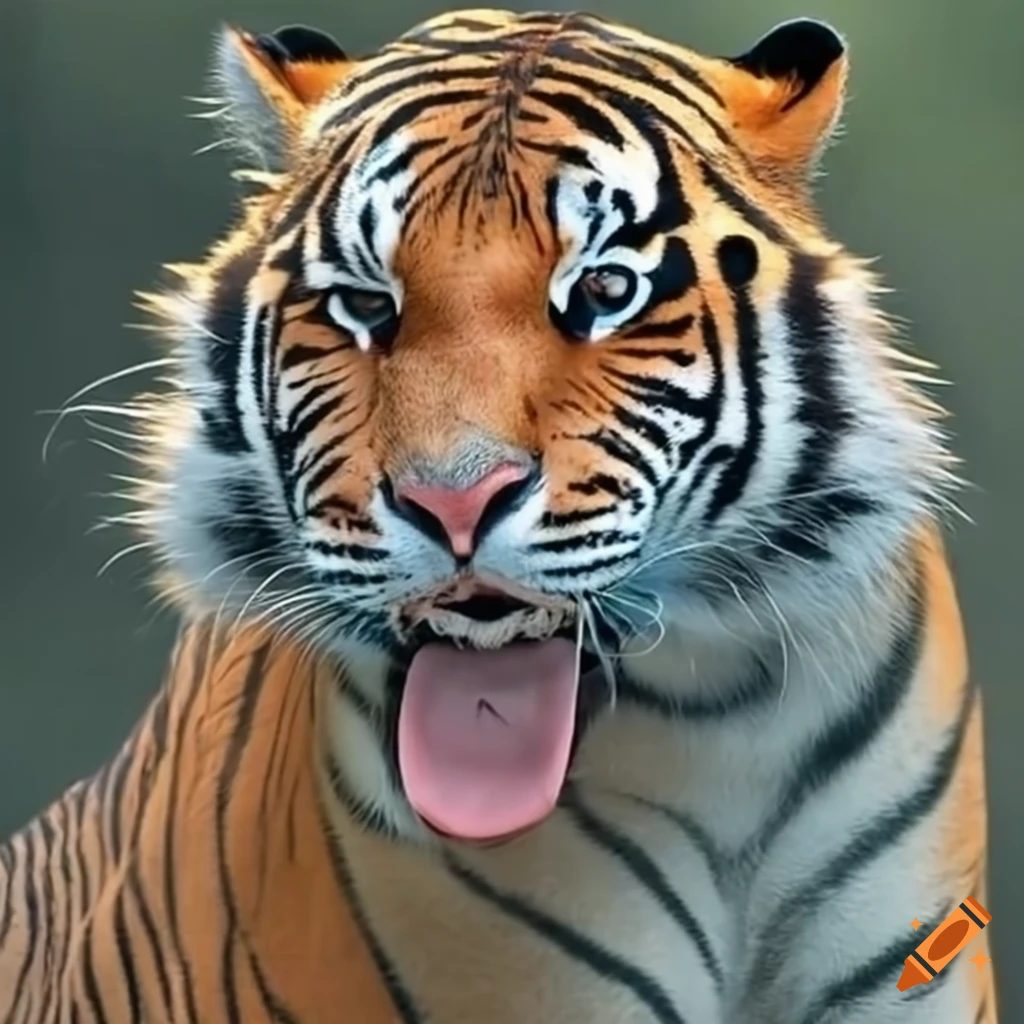 An elderly man transforming into an old tiger