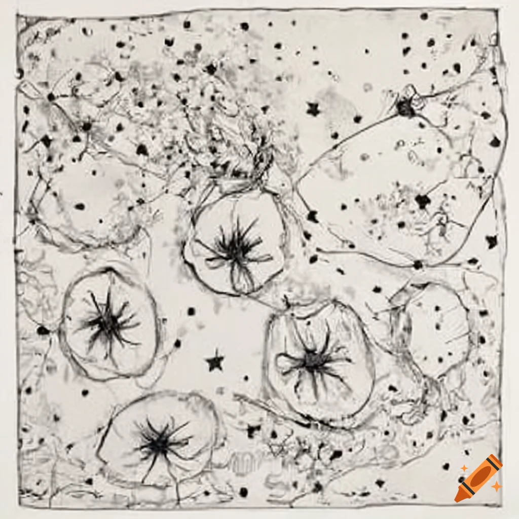 Monochromatic drawing by Cy Twombly showing celestial stars and flowers