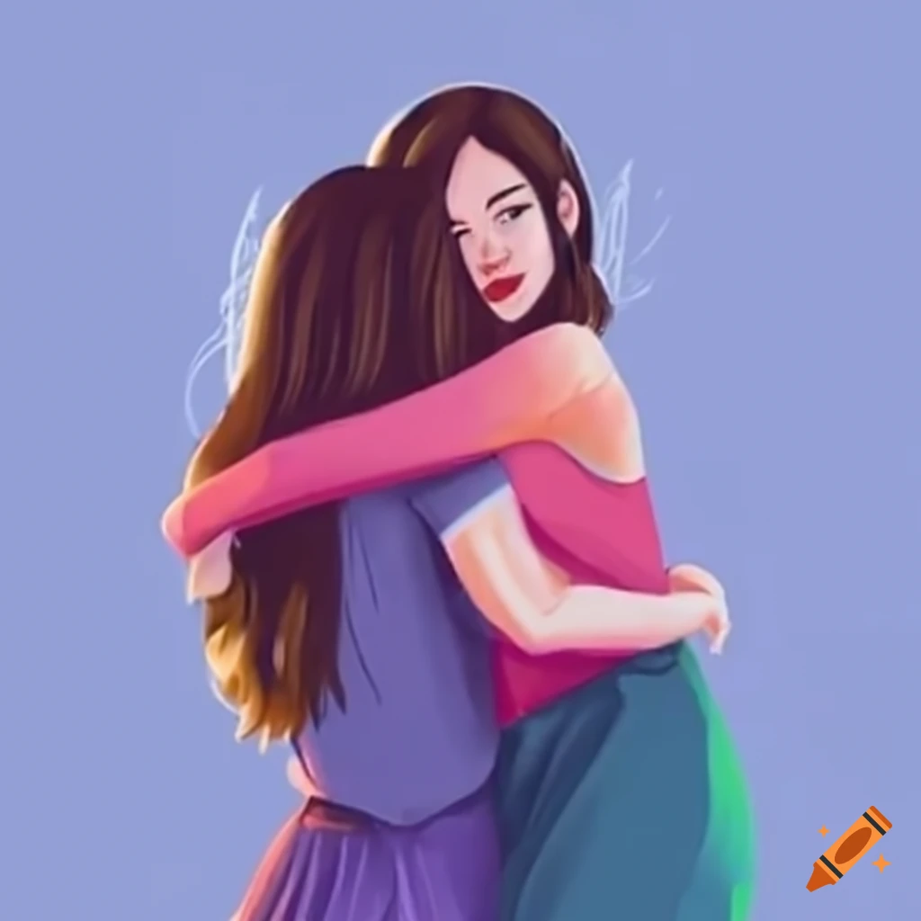 Two girls hugging each other