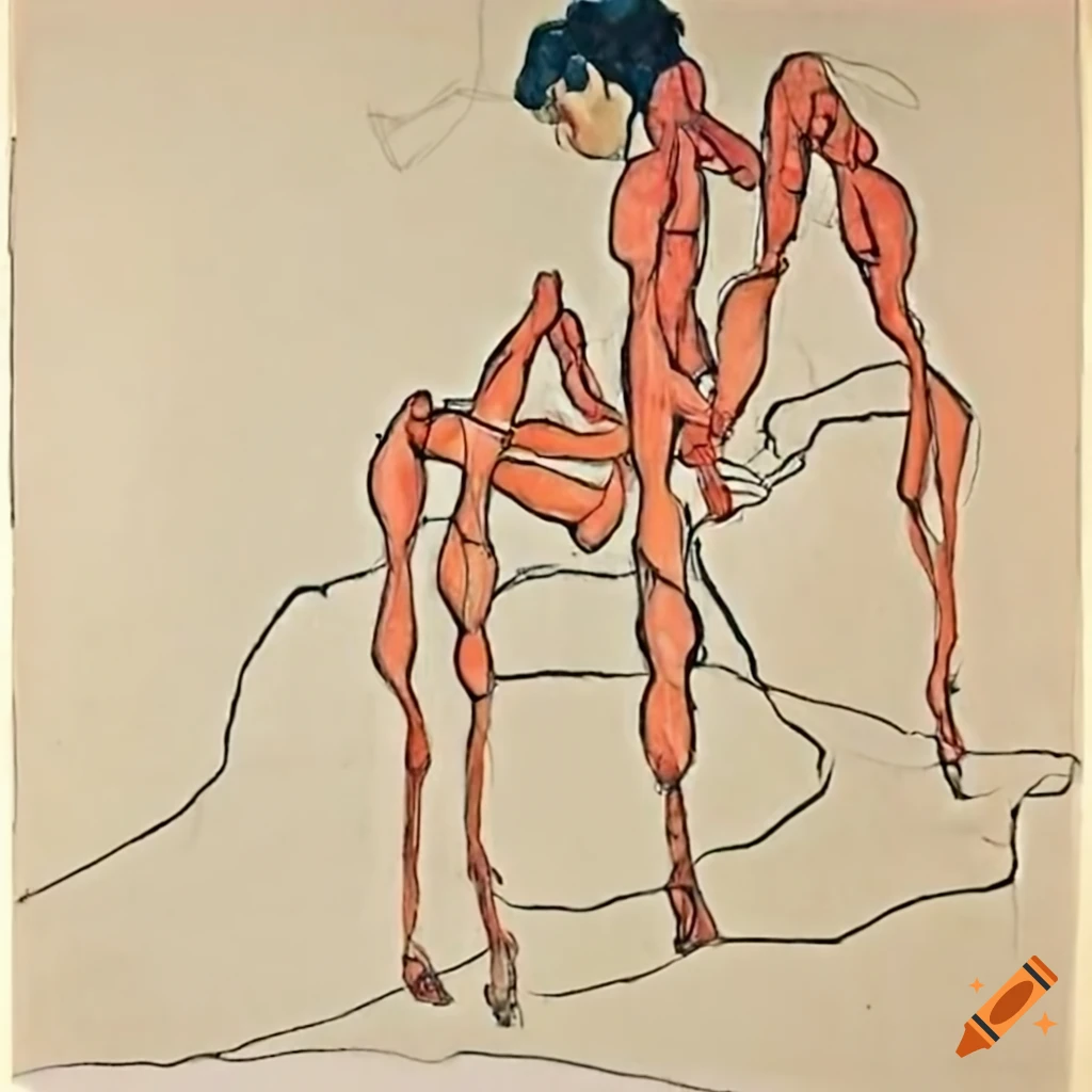 Egon Schiele and Louise Bourgeois drawing