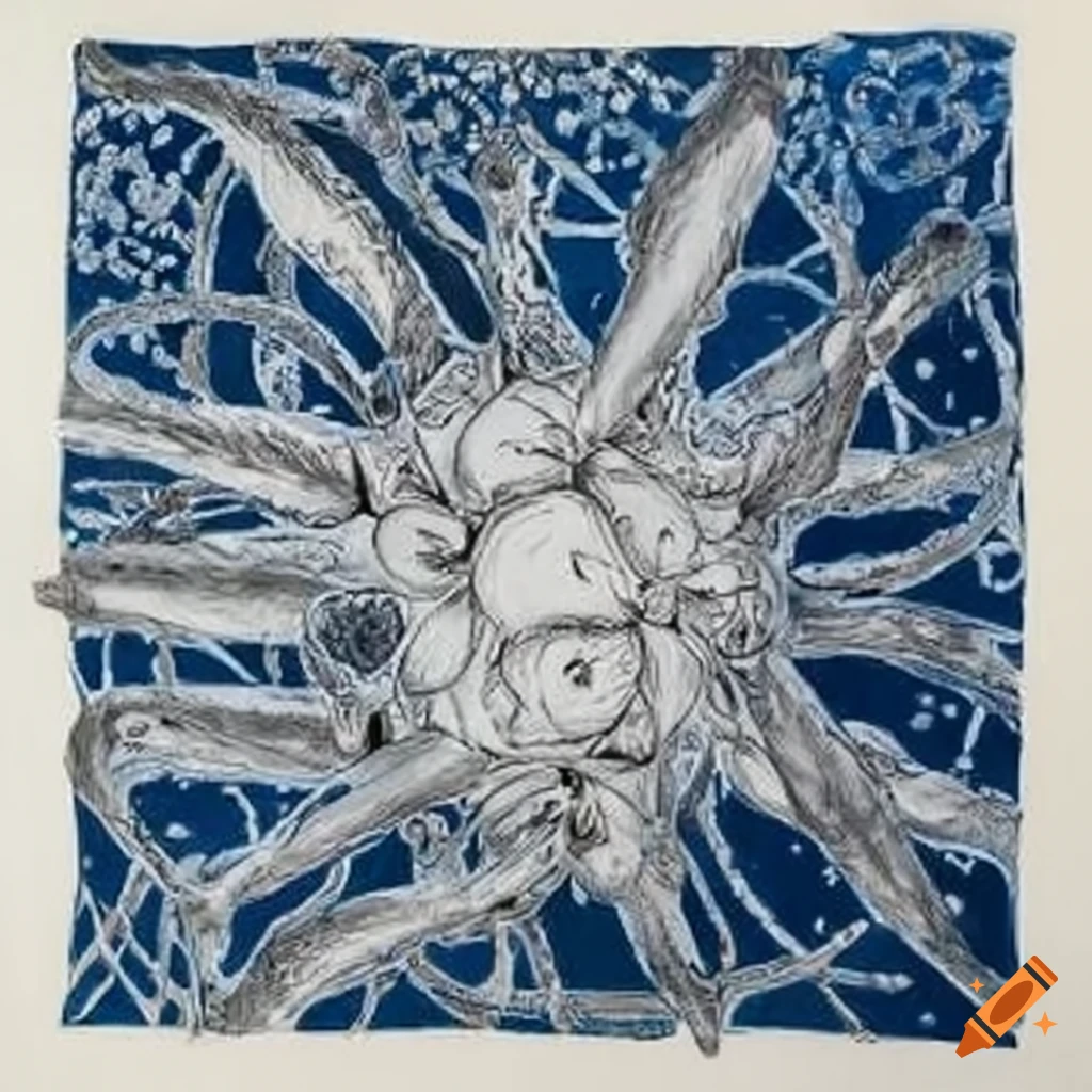 Collaborative drawing by Kiki Smith and Louise Bourgeois of celestial stars and blooming flowers