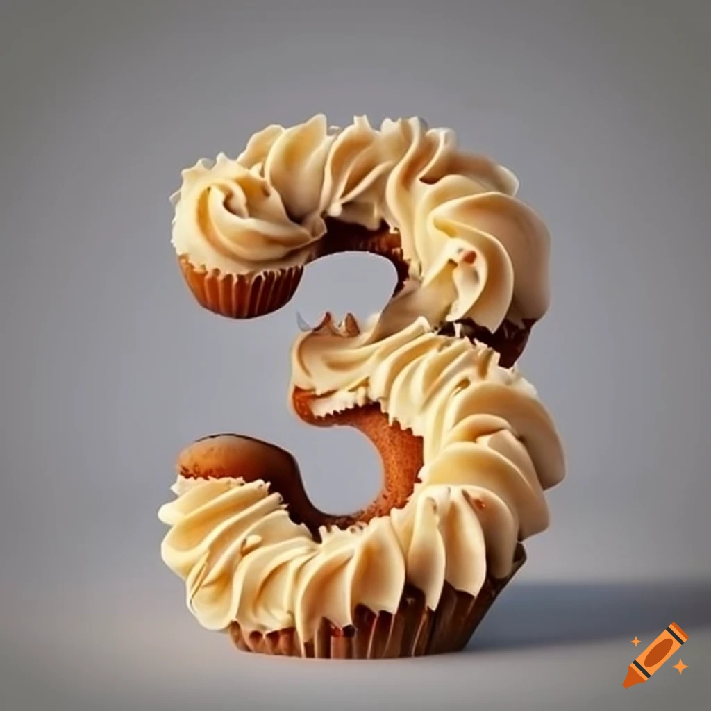 Number 3 made out of cupcakes