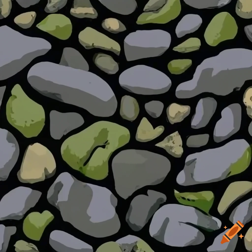 Mossy grey rocks in video game style