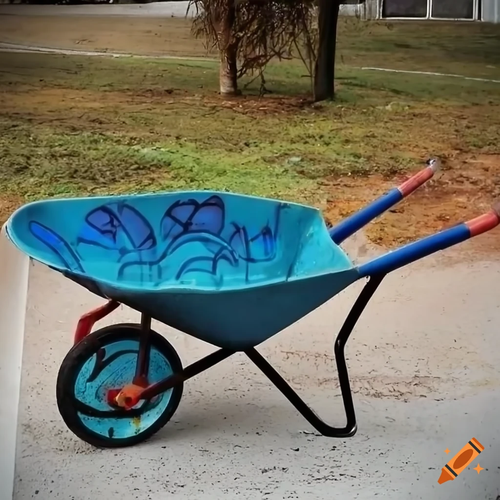 Custom graffiti-painted wheelbarrow for urban skaters