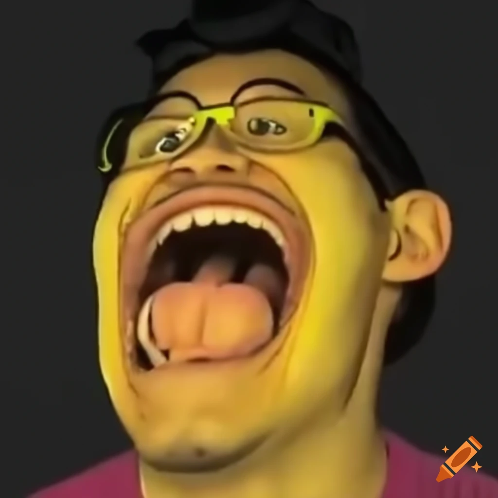 Markiplier shocked as child in mouth of yellow animatronic