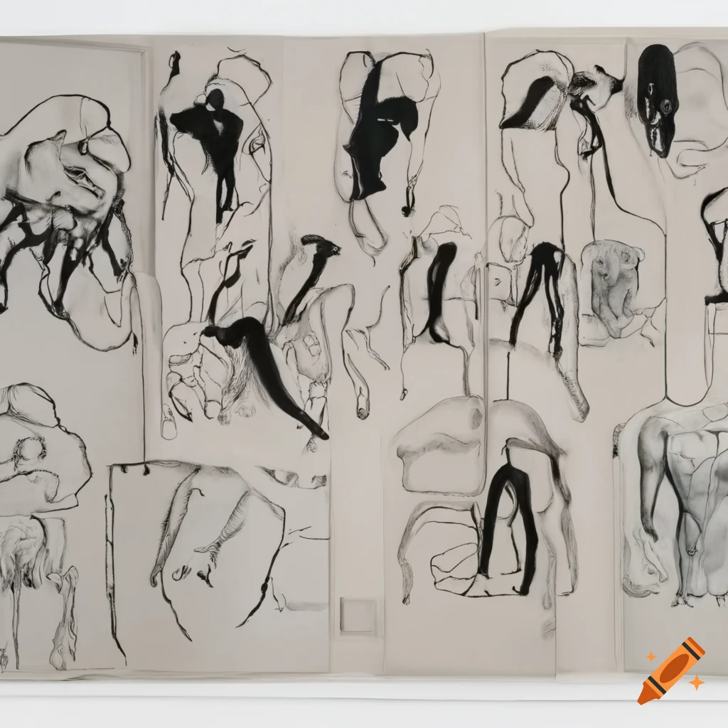 Collaborative drawings by Kiki Smith and Louise Bourgeois on human body