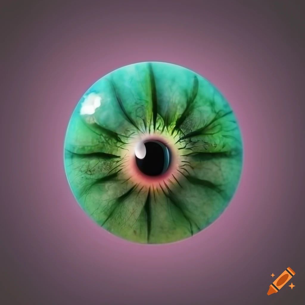 Round logo with cannabis plant and digital eyeball design