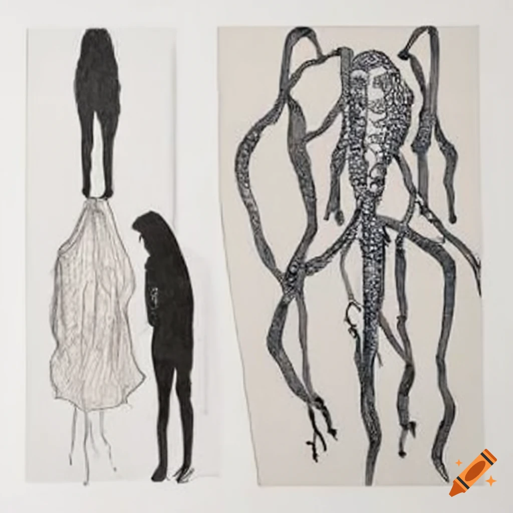 Collaborative drawing by Kiki Smith and Louise Bourgeois on subconscious themes